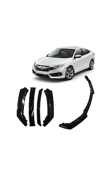 Üniversal Lip Honda Civic Fc5 Tip Ön Tampon Eki Kanatlı Lip 4 Parça Siyah 1 Adet