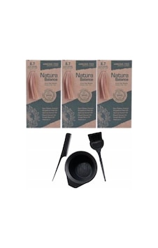 Natura Balance Saç Boyası 8.7 Altın Karamel 3 Adet+Saç Boyama Set Natura Balance Saç Boyası 8.7 Altın Karamel 3 Adet+Saç Boyama Set