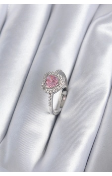 Pirinç Gümüş Renk Pembe Zirkon Taş Charm Model Kadın Yüzük Diğer Pirinç Gümüş Renk Pembe Zirkon Taş Charm Model Kadın Yüzük Diğer