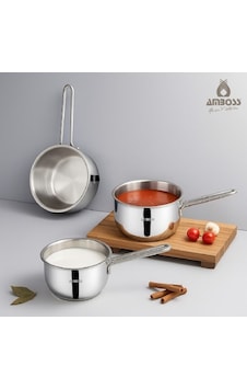 Amboss Vento Steel İndüksiyon Tabanlı 3 Parça Sütlük Seti 12-14-16 cm Amboss Vento Steel İndüksiyon Tabanlı 3 Parça Sütlük Seti 12-14-16 cm