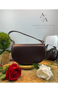Amoura Modern Klasik Eyer Saddle Çanta Serisi Koyu Kahve Amoura Modern Klasik Eyer Saddle Çanta Serisi Koyu Kahve