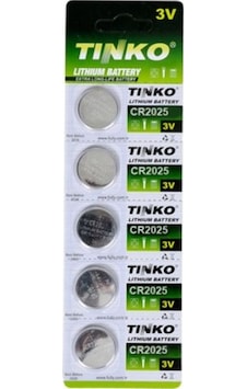 Tinko CR2025 3V Lityum Düğme Pil 5'li Tinko CR2025 3V Lityum Düğme Pil 5'li