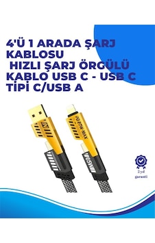 65w 4'ü 1 Arada Çoklu Şarj Kablosu Usb-c Usb-a Lightning Veri Şarj Desteği 65w 4'ü 1 Arada Çoklu Şarj Kablosu Usb-c Usb-a Lightning Veri Şarj Desteği