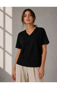 Modi Green New V Yaka Basic Tişört Kısa Kol Yazlık Regular Fit T-shirt - Siyah Modi Green New V Yaka Basic Tişört Kısa Kol Yazlık Regular Fit T-shirt - Siyah