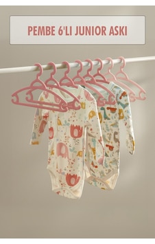 6 Lı Bebek Askısı & Bebek Gardırop Askısı Pembe Set