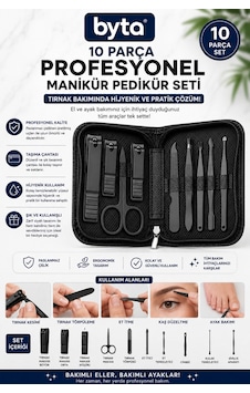 10 Parça Profesyonel Manikür Pedikür Seti Çantalı Tırnak Bakım, Kesme, Törpüleme Ve Temizleme Seti 10 Parça Profesyonel Manikür Pedikür Seti Çantalı Tırnak Bakım, Kesme, Törpüleme Ve Temizleme Seti