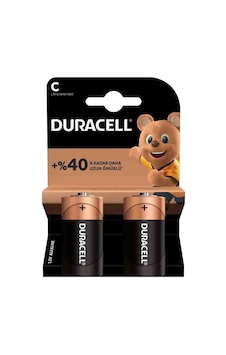 Duracell Alkaline C Orta Boy Pil 1.5 V 2 Adet