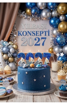 2027 Yılbaşı Özel Roket Figürlü Simli Mavi-gümüş Rakam Pasta Mumu Seti Saremset 2027 Yılbaşı Özel Roket Figürlü Simli Mavi-gümüş Rakam Pasta Mumu Seti Saremset
