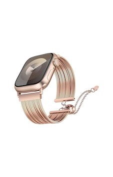 Apple Watch Ultra 49mm Uyumlu Zore Krd-137 Metal Hasır Kordon Rose Gold