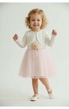 Mnk Baby & Kids Triko Bolerolu Bel Çiçekli Kız Bebek Elbise M00773 açık pembe Mnk Baby & Kids Triko Bolerolu Bel Çiçekli Kız Bebek Elbise M00773 açık pembe