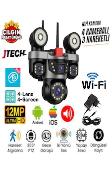 O-kam Ok-231 Premi Umw 3mp+3mp+3mp+3mp 12mp Wi -fi 4 Lens Çakarlı Alert 1 Ptz Akıllı Kamera