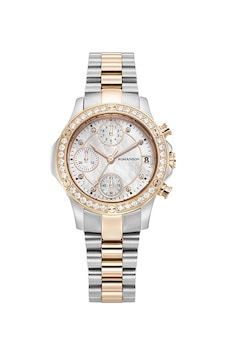 Romanson Rm7000qljjm16r Safir Cam Swiss Quartz Çelik Kasa Çelik Kordon Kronometre Takvimli Altın Gü