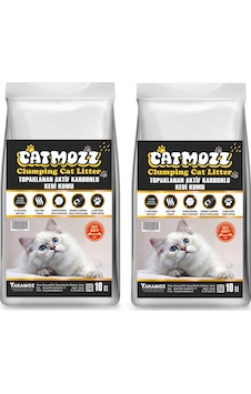 Catmozz Aktif Karbon Topaklaşan Bentonit Kedi Kumu 2 x 10 L