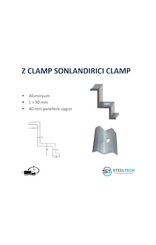 Z CLAMP GÜNEŞ PANELİ SONLANDIRICI 100 ADET 40MM'LİK