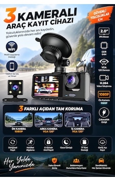 Sentinel Sc-119 3 Kameralı Araç İçi Kamera 1080p Wifi Dashcam 2.0" Ips Ekran Sentinel Sc-119 3 Kameralı Araç İçi Kamera 1080p Wifi Dashcam 2.0" Ips Ekran