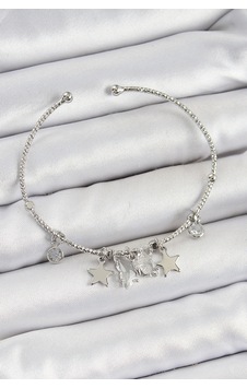 Pirinç Zirkon Taşlı Kelebek Ve Yıldız Model Gümüş Renk Charm Bileklik - Lisinya Çok Renkli Pirinç Zirkon Taşlı Kelebek Ve Yıldız Model Gümüş Renk Charm Bileklik - Lisinya Çok Renkli