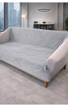 Geometrik Tavşan Tüyü Kaymaz Tabanlı Koltuk Örtüsü 170x215 Cm Gri Geometrik Tavşan Tüyü Kaymaz Tabanlı Koltuk Örtüsü 170x215 Cm Gri
