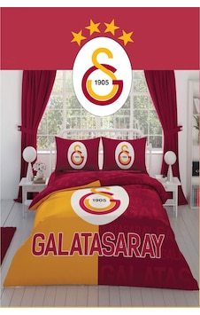 Lisanslı Nevresim Takımı Galatasaray Parçalı Logo Çift Kişilik Sarı-kırmızı