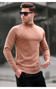 Madmext Taş Rengi Slim Fit Yarım Balıkçı Yaka Erkek Triko Kazak 6343 Madmext Taş Rengi Slim Fit Yarım Balıkçı Yaka Erkek Triko Kazak 6343