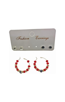 X-lady Accessories Altın Renk Kırmızı Boncuk Şık Sallantılı El İşi Kombin Küpe 2239 Çok Renkli X-lady Accessories Altın Renk Kırmızı Boncuk Şık Sallantılı El İşi Kombin Küpe 2239 Çok Renkli