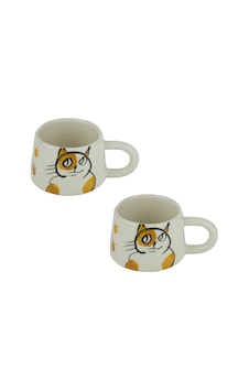 Kupa Bardak Seramik Kedi Desenli 2'li Set 200 Ml Kupa Bardak Seramik Kedi Desenli 2'li Set 200 Ml