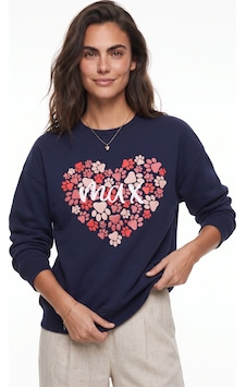 Onloox Kadın Lacivert Lacivert Pamuklu Üç İplik Şardonlu Yuvarlak Yaka Pati Baskılı Rahat Form Sweatshirt Onloox Kadın Lacivert Lacivert Pamuklu Üç İplik Şardonlu Yuvarlak Yaka Pati Baskılı Rahat Form Sweatshirt