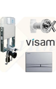 Visam Gömme Rezervuar Seti Slim 80 3/6 Lt + Mat Krom Kumanda Paneli + Ankastre Vana Seti Diğer Beyaz