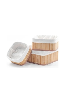 Busstier 3'lü Çok Amaçlı Bambu Organizer Seti, Çok Boyutlu Mutfak Banyo Ev Sepetleri, Büyük, Orta, K Sku: Mır8690010523938