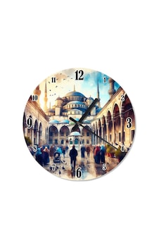 Sultanahmet Camii Ve Şadırvan Sessiz Duvar Saati Çok Renkli Sultanahmet Camii Ve Şadırvan Sessiz Duvar Saati Çok Renkli
