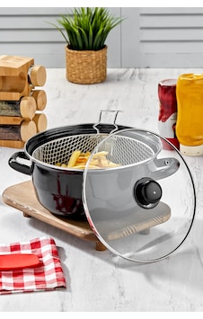 Polochef Emaye Kızartma Tenceresi 24 Cm Siyah Fritöz Telli Siyah Polochef Emaye Kızartma Tenceresi 24 Cm Siyah Fritöz Telli Siyah