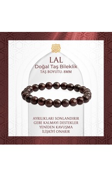 Saff Doğaltaş Bordo Granat Lal 8 MM Doğal Taş Bileklik Çok Renkli