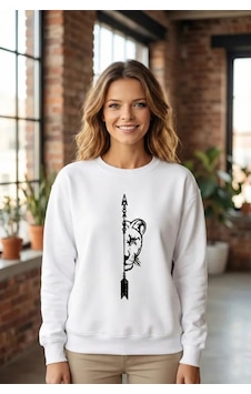 Modi Sevgililer Günü Baskılı Oversize Bisiklet Yaka Sweatshirt - Beyaz Modi Sevgililer Günü Baskılı Oversize Bisiklet Yaka Sweatshirt - Beyaz