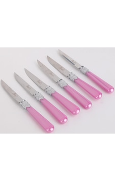 Biev Sedefli Pembe Melamin&Çelik 6'lı Tatlı Bıçağı Sgr1501 - 6