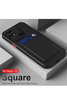 Fibaks Redmi 10c/poco C40 Uyumlu Kılıf Kamera Korumalı Arkası Kartlıklı Cüzdanlı Kırmızı Tuşlu Siyah Silikon Kapak Fibaks Redmi 10c/poco C40 Uyumlu Kılıf Kamera Korumalı Arkası Kartlıklı Cüzdanlı Kırmızı Tuşlu Siyah Silikon Kapak