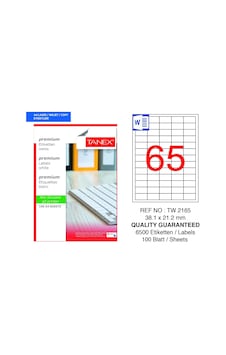 Tanex Tw-2165 38,1x21,2mm 100 Lü Lazer Etiket Tanex Tw-2165 38,1x21,2mm 100 Lü Lazer Etiket
