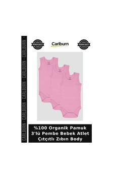 Carlburn Delux Serisi %100 Organik Pamuk 3'lü Pembe Bebek Atlet Çıtçıtlı Zıbın Body Yenidoğan Carlburn Delux Serisi %100 Organik Pamuk 3'lü Pembe Bebek Atlet Çıtçıtlı Zıbın Body Yenidoğan