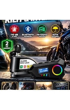 Bluetooth Hoparlör Ve 110 Db Alarmlı 6 Mm Disk Kilidi Seti Motosiklet Ve Bisiklet İçin Bluetooth Hoparlör Ve 110 Db Alarmlı 6 Mm Disk Kilidi Seti Motosiklet Ve Bisiklet İçin