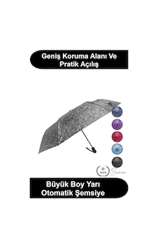 Svein Şemsiye Büyük Boy Yarı Otomatik Katlanabilir Renkli Desenli Yağmurluk Geniş Çaplı Su İtici Kumaş Sa Çok Renkli