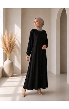Bidesing Kadın Siyah Krinkıl Kumaş Tesettür İkili Takım Hakim Yaka Uzun Tunik & Bol Paça Pantolon Günlük Ve Şık Kombin Bidesing Kadın Siyah Krinkıl Kumaş Tesettür İkili Takım Hakim Yaka Uzun Tunik & Bol Paça Pantolon Günlük Ve Şık Kombin