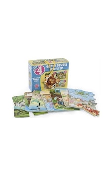 Dıytoy Hayvanlar 4'Ü Bir Kutuda Süper Renkli Puzzle