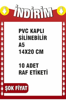İlinebilir Pvc Kaplamalı A5 14x20 Cm Indirim Etiketi Raf Önü Etiketi 10 Adet Diğer İlinebilir Pvc Kaplamalı A5 14x20 Cm Indirim Etiketi Raf Önü Etiketi 10 Adet Diğer