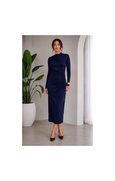 Gül&can Butik Lacivert Triko Midi Boy Elbise Lacivert Gül&can Butik Lacivert Triko Midi Boy Elbise Lacivert