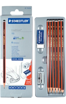 Staedtler 6'Lı Tradition Silgi Ve Kalemtıraşlı Kalem Seti 61110C6 Staedtler 6'Lı Tradition Silgi Ve Kalemtıraşlı Kalem Seti 61110C6