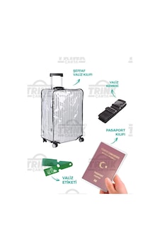 Trink Çanta Şeffaf Valiz Kılıfı Seti Valiz Kılıfı-valiz Kemeri-valiz Etiketi-pasaport Kılıfı Şeffaf