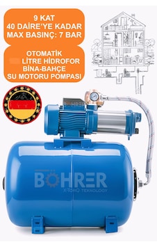 Böhrer Ymp6-90 6 Kademeli 9 Kat 40 Daire Kadar 2.25 Hp 50L Hidrofor Set Böhrer Ymp6-90 6 Kademeli 9 Kat 40 Daire Kadar 2.25 Hp 50L Hidrofor Set