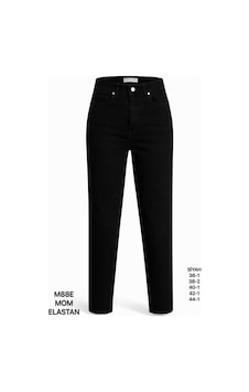 Miss Poem Kadın Siyah Yüksek Bel Mom Fit Jean Pantolon Miss Poem Kadın Siyah Yüksek Bel Mom Fit Jean Pantolon