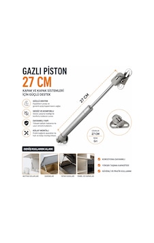 27 Cm Gazlı Piston Dolap Kapak Destek Amortisörü Yavaş Açılır Kapak Pistonu Gri - Krom 27 Cm Gazlı Piston Dolap Kapak Destek Amortisörü Yavaş Açılır Kapak Pistonu Gri - Krom