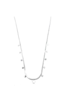 Yıldız Ezme Zincir Kolye - 45cm - Gümüş Gümüş