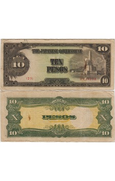 Japonya Iı. Dünya Savaşı İşgal Toprakları Filipinler İçin 10 Peso 1943 İkinci Seri. Çok Temiz - Japonya Iı. Dünya Savaşı İşgal Toprakları Filipinler İçin 10 Peso 1943 İkinci Seri. Çok Temiz -