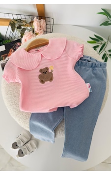 Miniğimin Cicileri Ayıcık İşleme Detaylı Kız Bebek 2 Li Takım... Pembe Miniğimin Cicileri Ayıcık İşleme Detaylı Kız Bebek 2 Li Takım... Pembe